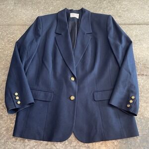 Vintage Pendleton Womens Blazer Jacket Sz 14 Wool Sport Coat USA Navy Blue Gold